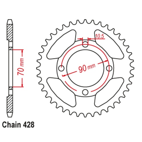 Standard Rear Sprocket 45T for Honda CT110 1980-2014