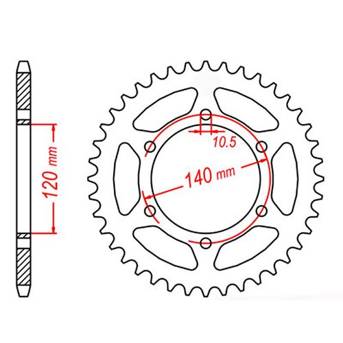 Rear Sprocket Steel - Standard Gearing 46 Tooth