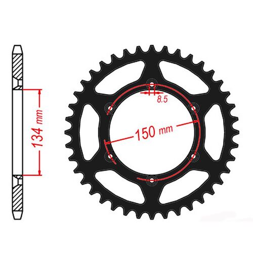 SPROCKET REAR MTX ZERO Alloy MX 460 47T #520 BLK