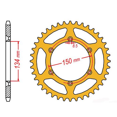 SPROCKET REAR MTX ZERO Alloy MX 460 47T #520 GLD
