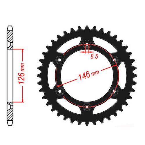 SPROCKET REAR MTX ZERO Alloy MX 808 47T #520 BLK