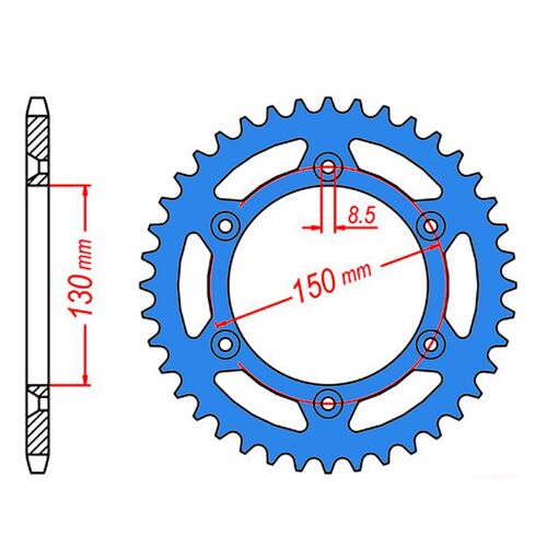 Standard Gearing Rear Sprocket BLUE Alloy 50T