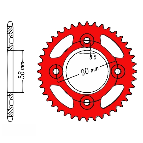 Standard Gearing Rear Sprocket RED Alloy 34T