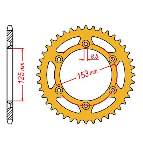 Standard Gearing Rear Sprocket GOLD Alloy 48T