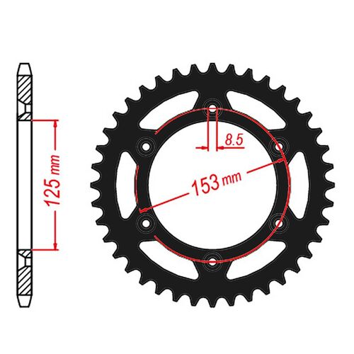 Standard Gearing Rear Sprocket BLACK Alloy 51T
