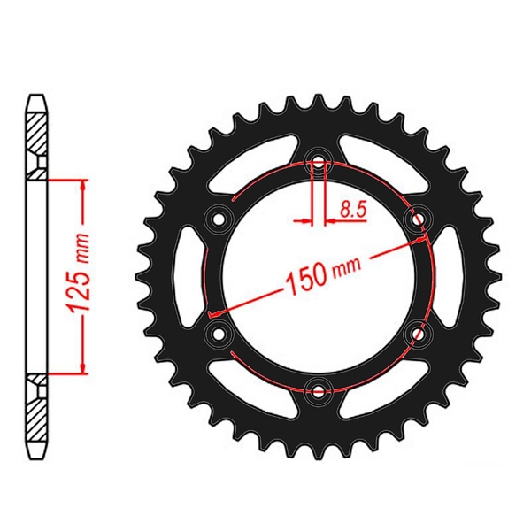 Standard Gearing Rear Sprocket BLACK Alloy 48T