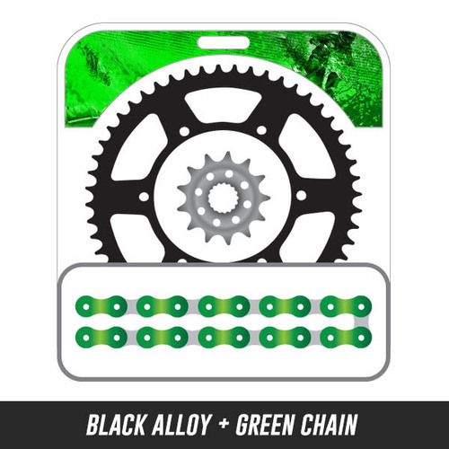 Chain and Alloy Sprocket kit | Black Alloy Rear Sprocket | 13/48T