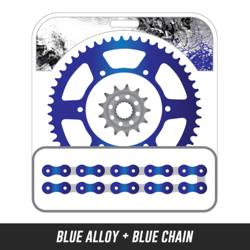 Chain and Alloy Sprocket kit | Blue Alloy Rear Sprocket | 13/46T