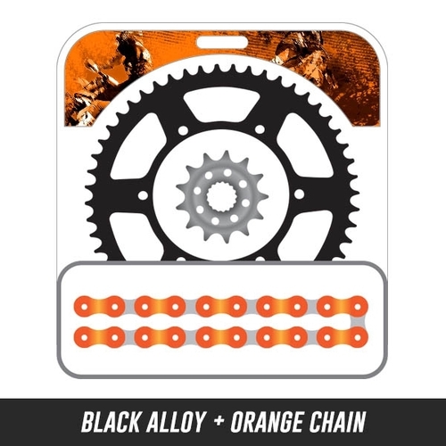 Chain and Alloy Sprocket kit | Black Alloy Rear Sprocket | 13/50T