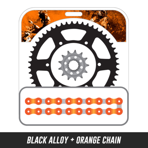 Chain and Alloy Sprocket kit | Black Alloy Rear Sprocket | 11/42T