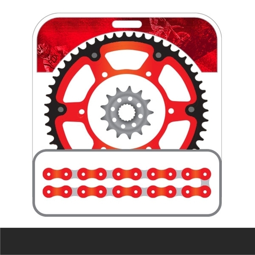 STEALTH Chain and Sprocket Kit | Red Chain | Red Stealth Rear Sprocket | 13/49T