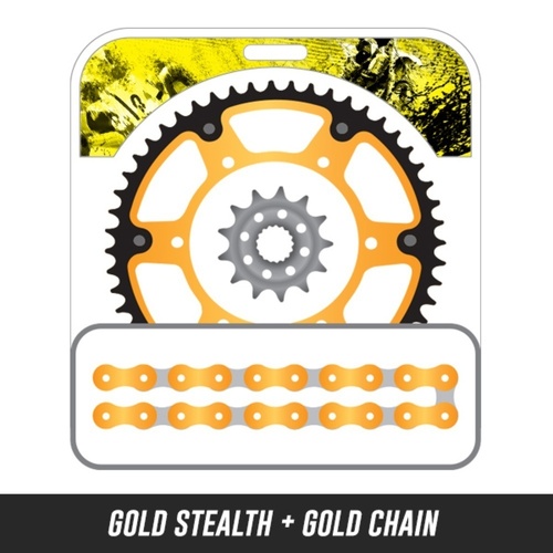 STEALTH Chain and Sprocket Kit | Gold Chain | Gold Stealth Rear Sprocket | 13/50T