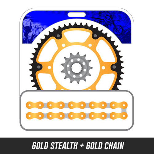 STEALTH Chain and Sprocket Kit | Gold Chain | Gold Stealth Rear Sprocket | 14/47T