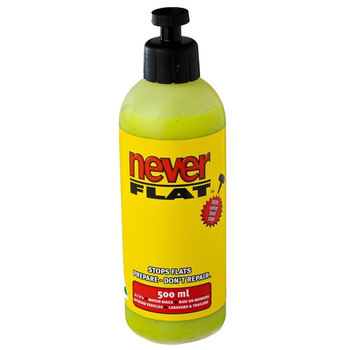 Never Flat - 500ML - Stops small punctures - Prepare don't Repair - ATV Mowers Motorcycles