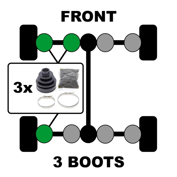 Front Inner Rear Inner Outer CV Boots for Polaris LSV ELECTRIC 4X4 2011-2012