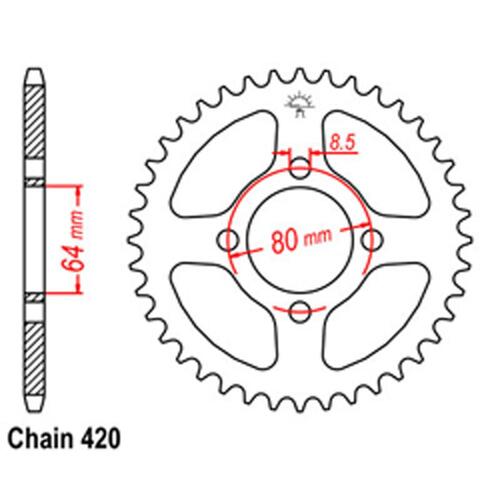 REAR SPROCKET - STEEL 37T 420P