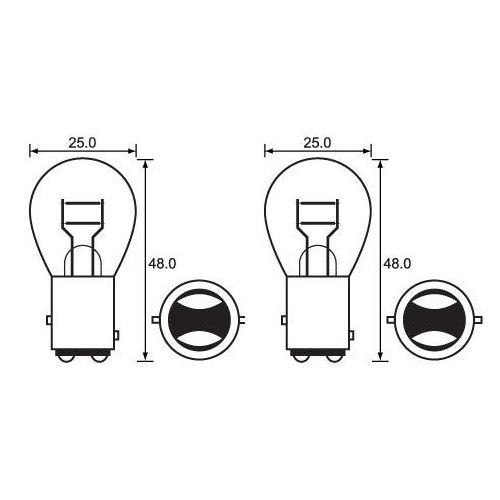Pair Stop Tail Light Bulbs | 6V 21/5W | Standard Offset Bayonet Pins Base Bay15D