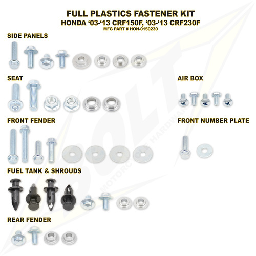 CRF150F/230F '03 Onwards Plastics Fastener Kit