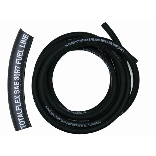 1m of 6mm Reinforced Fuel Line Black