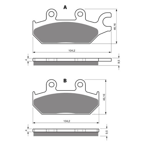 Rear Right Brake Pads Goldfren for Yamaha YXC700 Viking 2015 to 2021