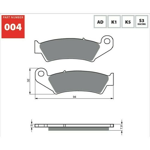 Goldfren Sintered Off Road Front Brake Pad for Honda CR125R 1987-1994