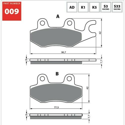Rear Left Goldfren Sintered Off Road Brake pad