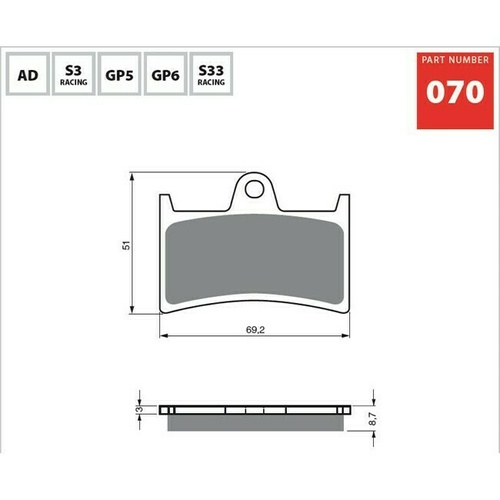 Goldfren Sintered Front Brake Pads for Yamaha MT-07 LA LAMS 2015-2016