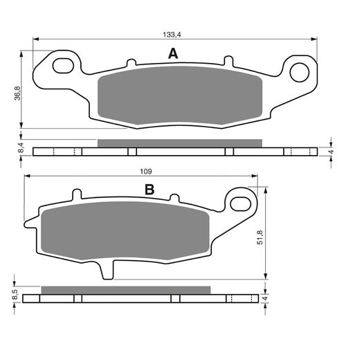 Rear BRAKE PADS GOLDFREN GF124 - S3