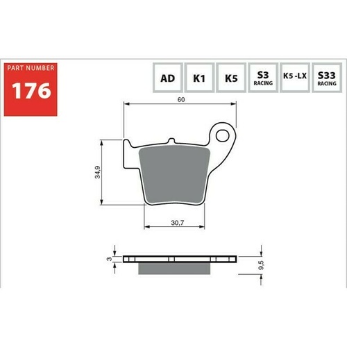 Sintered Off Road Rear Brake Pads for Megelli 250S 2009 2010
