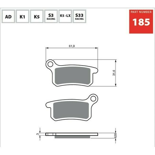 Goldfren Sintered Dual Sport Rear Brake Pad for KTM 65 SX 2010-2018