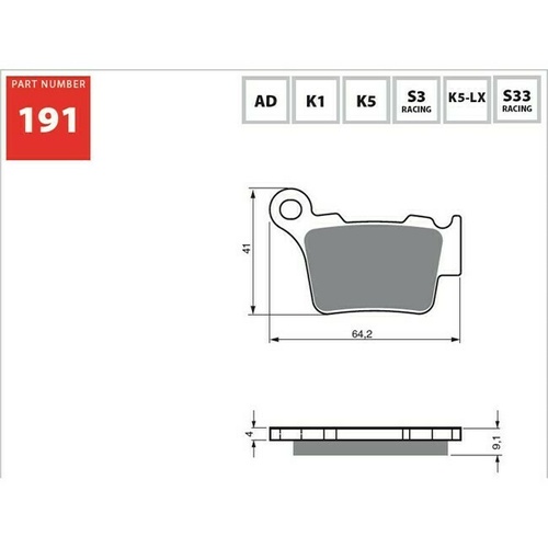 Sintered Off Road Rear Brake Pads for Husqvarna TC125 2014 to 2018