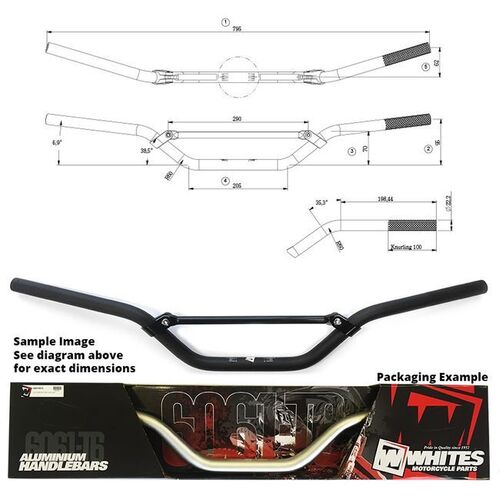 Handlebar 7/8 (22.2MM) AL6061 BLK for Honda CRF125F 2013 to 2020
