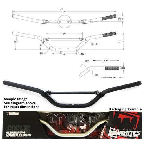 WHITES HANDLEBAR 7/8 AL6061 BLK CR85 RM/KX65 YZ85/80 CRF150R