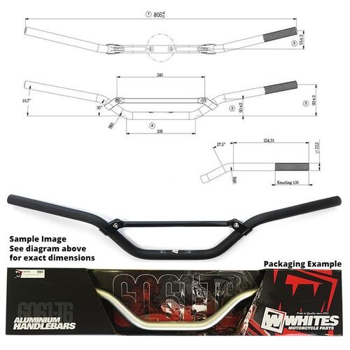 Handlebar 7/8 (22.2MM) AL6061 BLK for Kawasaki KX500 1983 to 2004