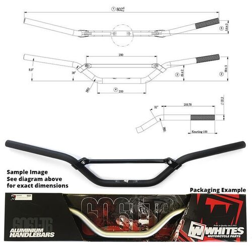 Handlebar 7/8 (22.2MM) AL6061 BLK for Kawasaki KX125 1985 to 2008