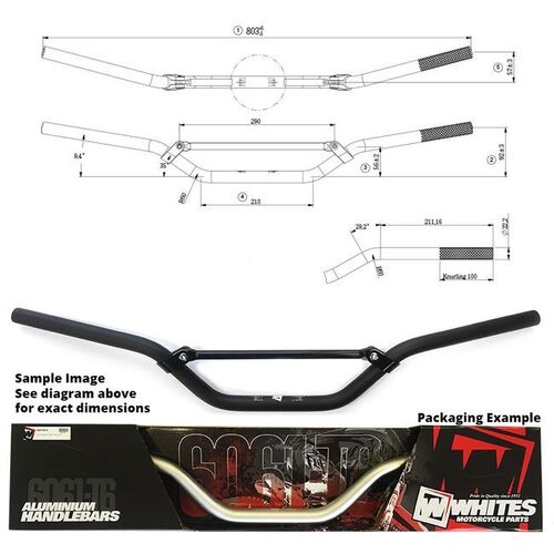 Handlebar 7/8 (22.2MM) AL6061 BLK for Yamaha YZ250 1974 to 2020