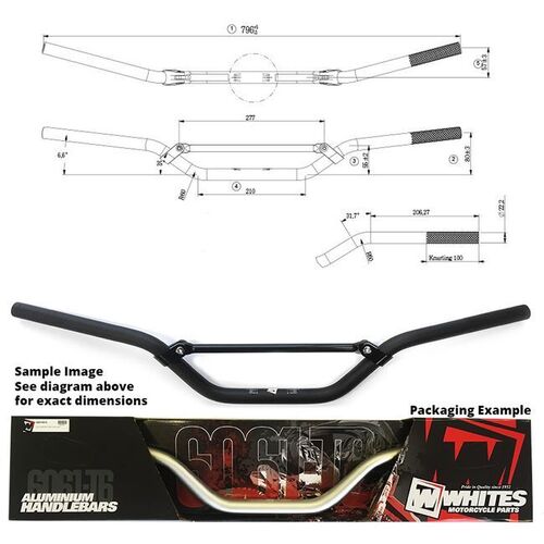 Handlebar 7/8 (22.2MM) AL6061 BLK for Yamaha YZ250 1974 to 2020