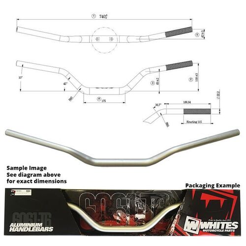 Handlebar TAPER AL6061 Silver for Honda CR80R 1985 to 2002