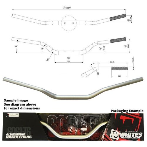 Handlebar TAPER AL6061 Silver for Kawasaki KX100 1995 to 2005