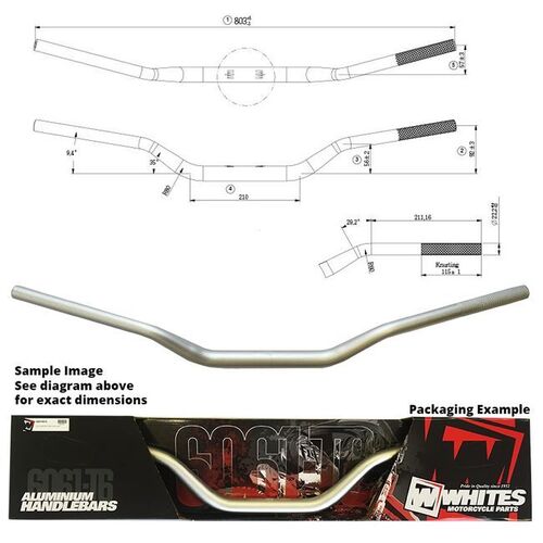 Handlebar TAPER 1"1/8 (28.6mm) AL6061 Silver for Yamaha WR250 2T AU 2004 to 2005