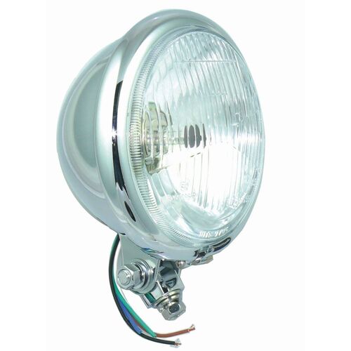 Bates Style | Chrome | Bottom Mount | 5-1/4" 135mm Headlight | Custom | Retro