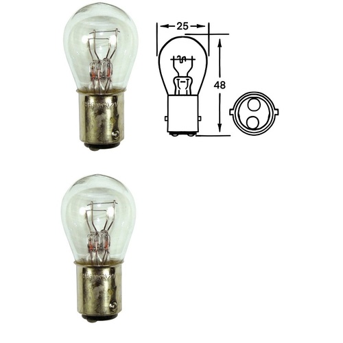 Pair (2) Stop Tail Light Bulbs | 12V 21/5W | Standard Stop Tail Bulbs | BAY15D