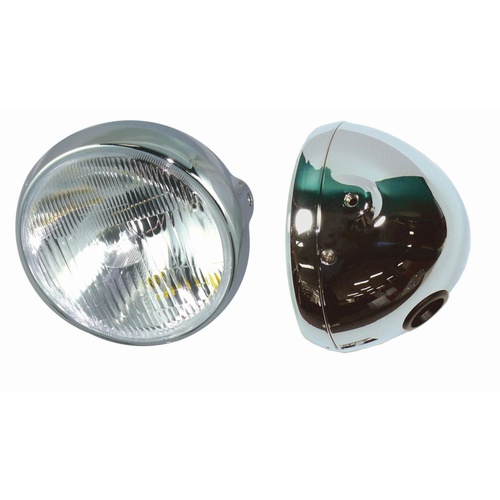 Chrome Headlight 7 Inch H4 Bulb 12V ADR Type Classic Cafe Racer XS GS Bobber