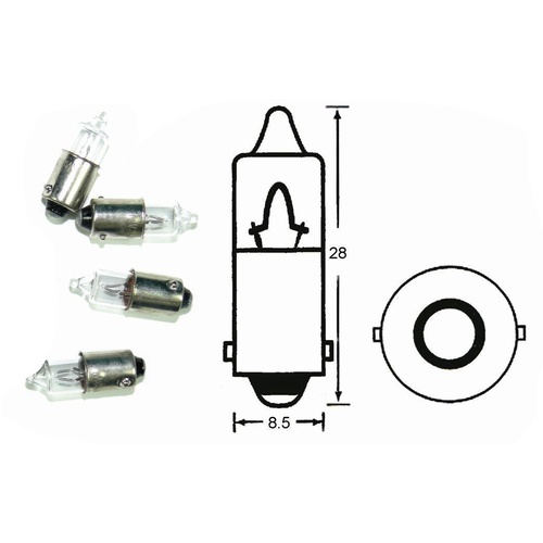 Indicator Bulbs |12V 23w | Small Head | Parallel Pin | Clear | 4 Bulbs