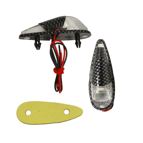 Universal Flush Mount Led Indicators Carbon Look Clear Lens Micro Teardrop 60Mm