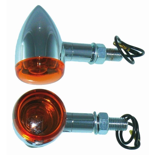 Pair Custom Universal Motorcycle Indicators Mini Chrome Bullet 38mm X 62Mm