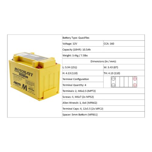 Motobatt MBTX9U Glass Matt 12V Battery for KTM 640 LC4E DUKE II 2001 to 2002