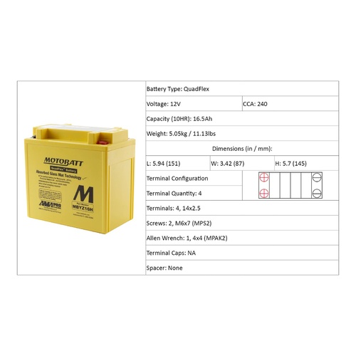 Motoblatt 12V Glass Matt Battery 