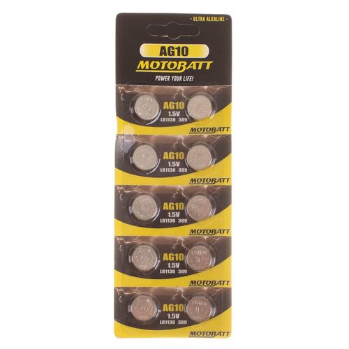 MOTOBATT AG10 1.5V ALKALINE BC BATTERY 10 PER CARD (20BOX)
