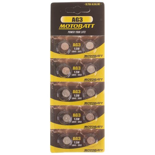 MOTOBATT AG3 1.5V ALKALINE BC BATTERY 10 PER CARD (20BOX)